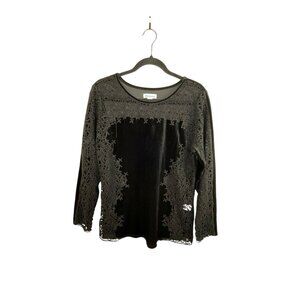 Sundance Black Velvet Lace Long Sleeve Top Women’s Medium